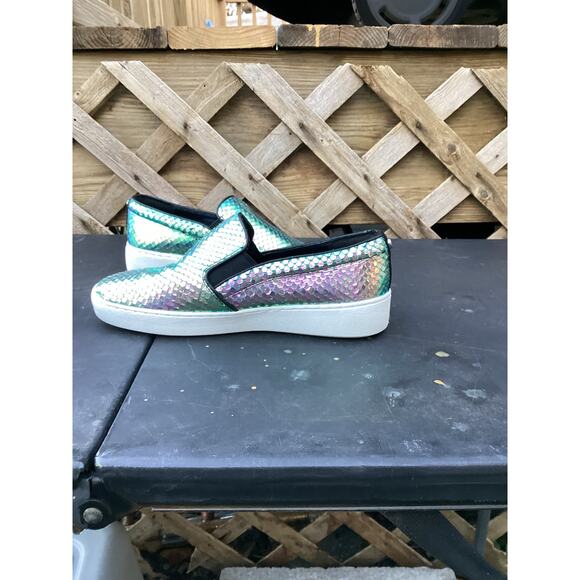 Michael KORS KEATON MK LOGO IRIDESCE WOMENS SKATE SNAKE SNEAKERS 6M/36M - Picture 2 of 5